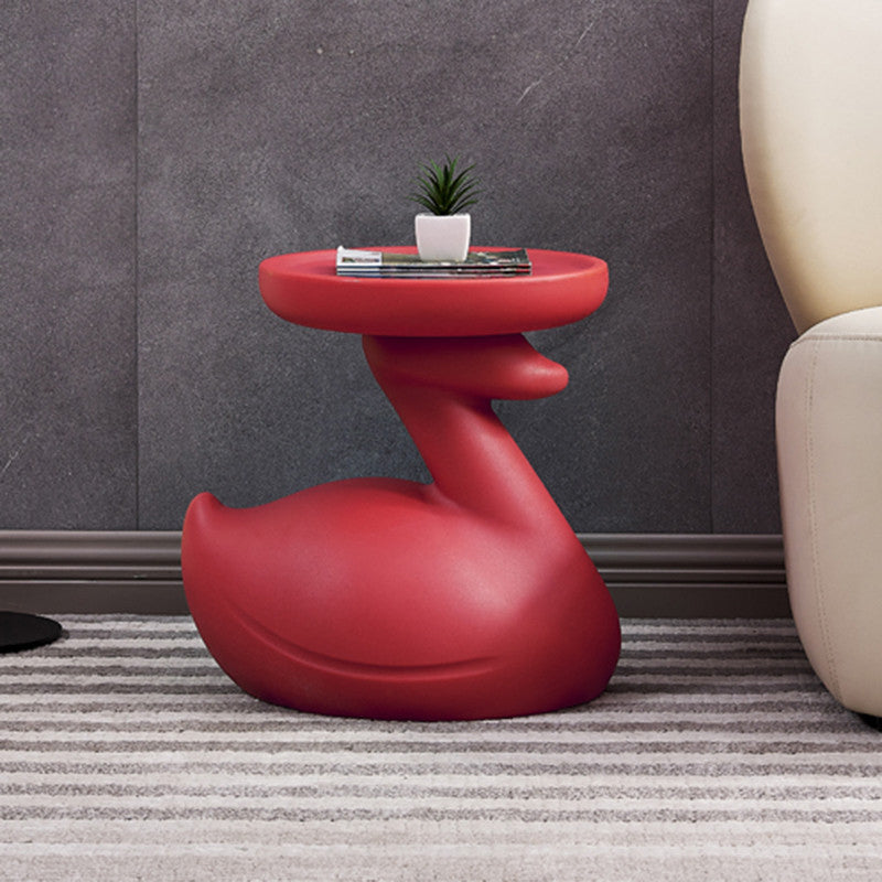 Contemporary Creative Plastic Tray Top Swan Shape Base End Table For Living Room