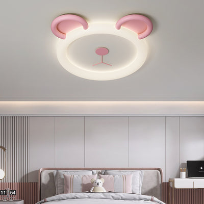 Contemporary Creative Cartoon Panda PE Resin LED Kids Flush Mount Ceiling Light For Bedroom