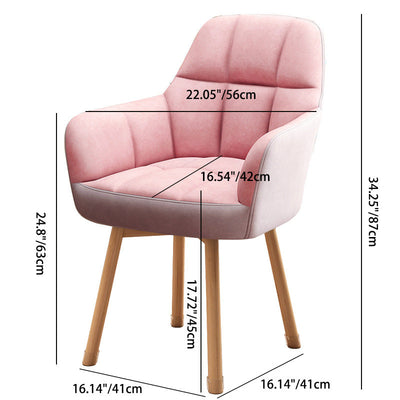 Modern Luxury Velvet Upholstered Metal Tapered Legs Vanity Stool Backrest Armrest For Bedroom