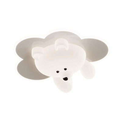 Modern Art Deco Round Cloud Bear Acrylic Iron LED Flush Mount Ceiling Light For Bedroom