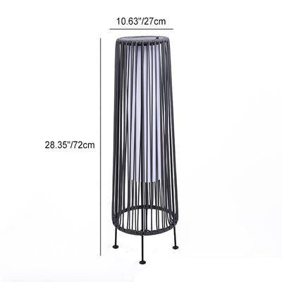 Modern Minimalist Solar Waterproof Round Vertical Pull Strip Iron Rattan LED Standing Floor Lamp For Outdoor Patio