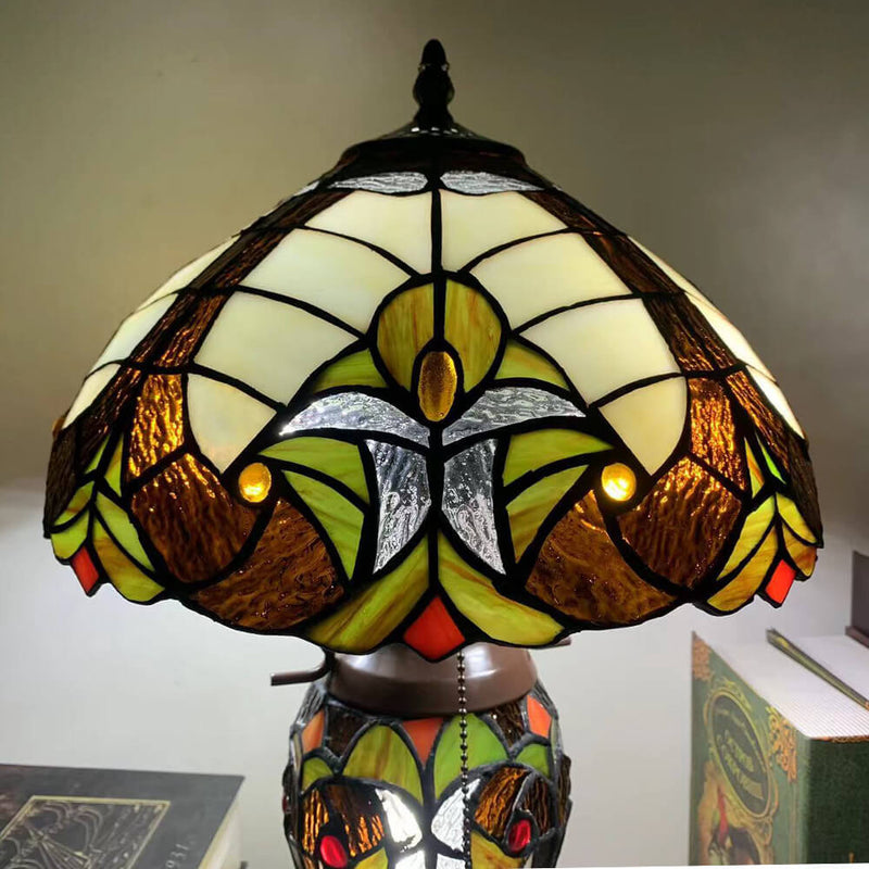 Tiffany Exquisite European Style Stained Glass 3-Light Table Lamp