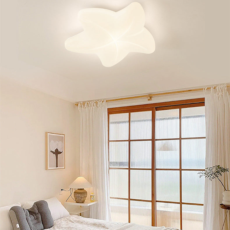 Contemporary Simplicity Pentagram PE Shade Iron LED Flush Mount Ceiling Light For Bedroom