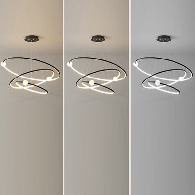 Modern Minimalist Multi Tier Circle Aluminum Iron Silicone LED Chandelier For Living Room