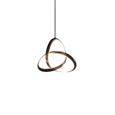 Contemporary Nordic Aluminum Iron Silica Geometric Intertwined Ring LED Pendant Light For Bedside