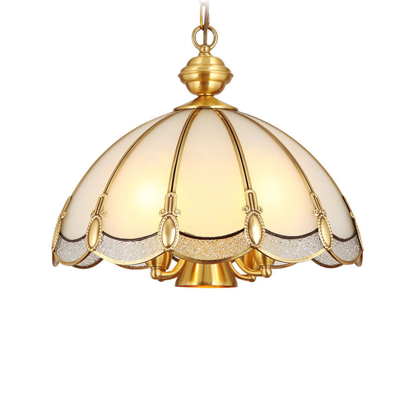 Contemporary Luxury Copper Finish Frame Round Glass 3/5-Light Pendant Light For Dining Room