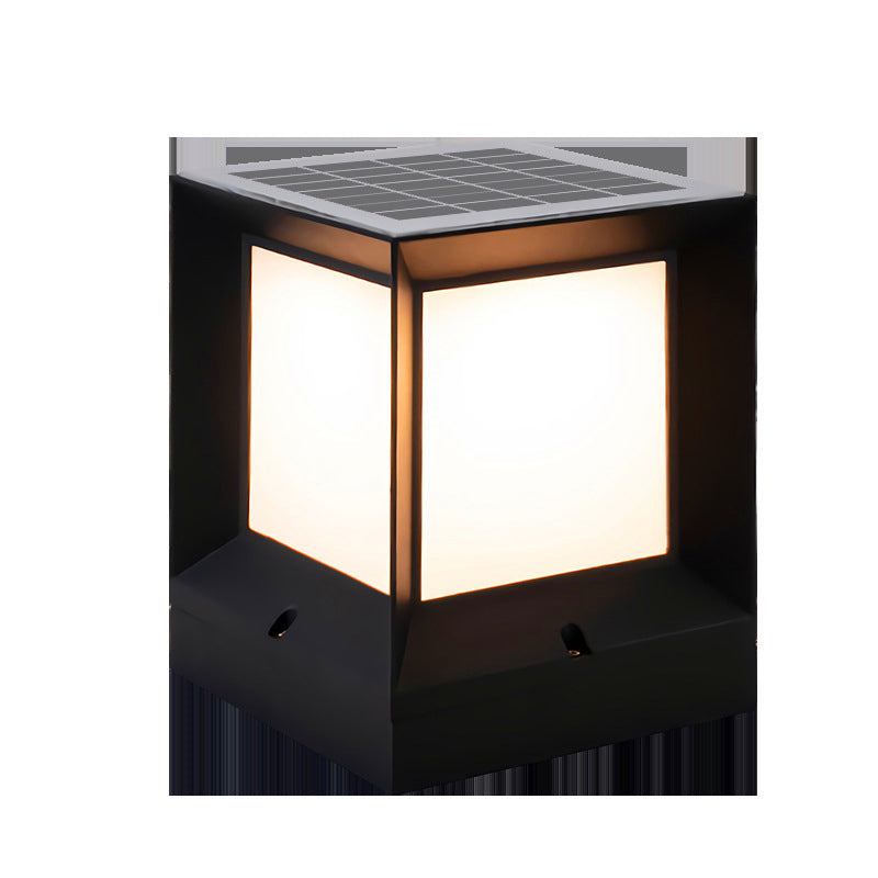 Contemporary Industrial ABS Square Acrylic 1-Light Solar Waterproof Landscape Light For Outdoor Patio