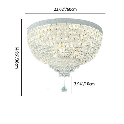 Contemporary Scandinavian Crystal Round Ball Crystal Iron 6-Light Flush Mount Ceiling Light For Bedroom