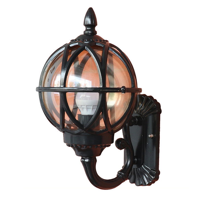 Traditional European Waterproof Ball Aluminium Glass 1-Light Wall Sconce Lamp For Outdoor Patio