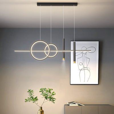 Modern Minimalist Iron Silicone Strip LED Island Light Chandelier For Dining Room