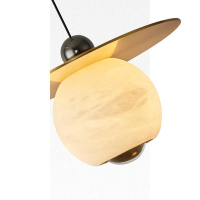 Contemporary Nordic Aluminum Marble Spherical Shade LED Pendant Light For Living Room