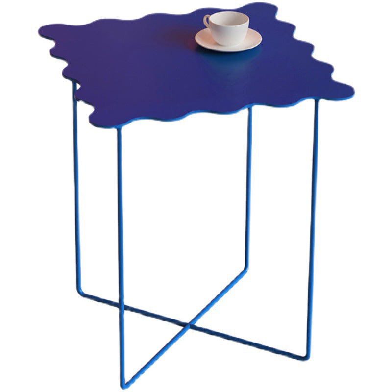 Modern Minimalist Square Tabletop Iron Lacquer Side Table 4-Leg For Living Room