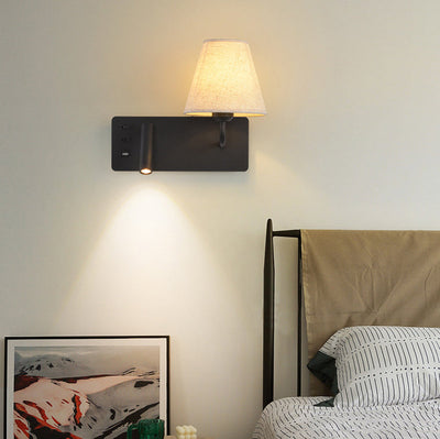 Modern Minimalist Square Cylinder Iron Aluminum Fabric 1-Light LED Wall Sconce Lamp For Bedroom