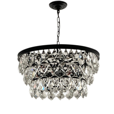 Contemporary Scandinavian Crystal Pendant Round Crystal Iron 4/5/9/12 Light Chandelier For Bedroom