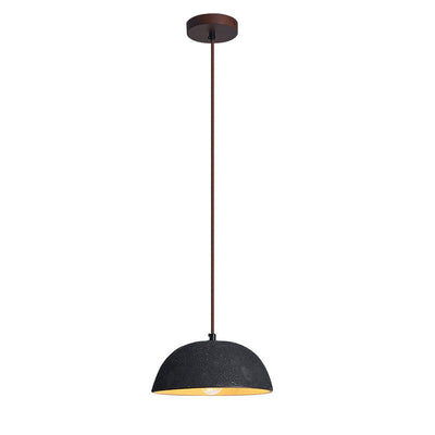 Modern Minimalist Ceramic Wood Semicircular 1-Light Pendant Light For Dining Room