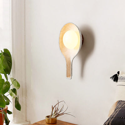 Retro Wabi-Sabi Wood Handmade Paper Texture Scoop Shade 1-Light Wall Sconce Lamp