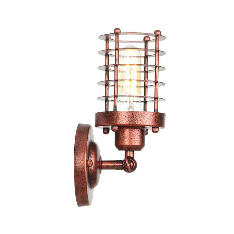 Contemporary Industrial Cylinder Iron 1-Light Wall Sconce Lamp For Hallway