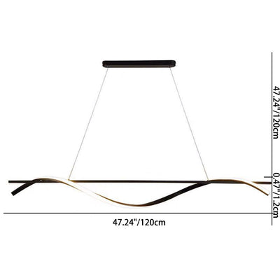 Modern Minimalist Wave Silicone Strip Iron LED Island Light Pendant Light For Living Room