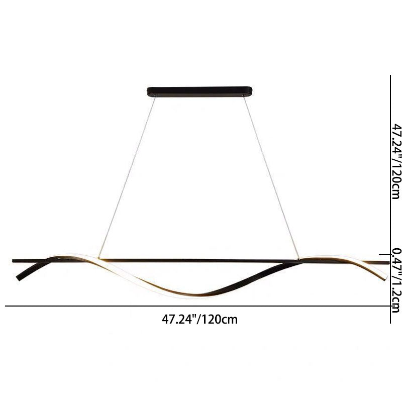 Modern Minimalist Wave Silicone Strip Iron LED Island Light Pendant Light For Living Room