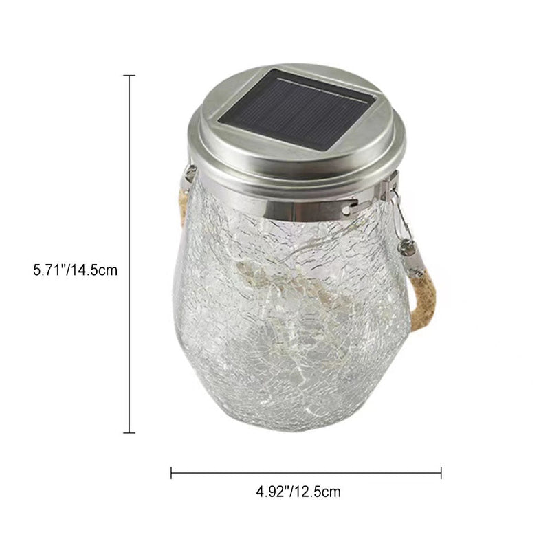 Contemporary Creative Solar Crackle Jar Outdoor Waterproof LED Hanging Light For Outdoor Patio