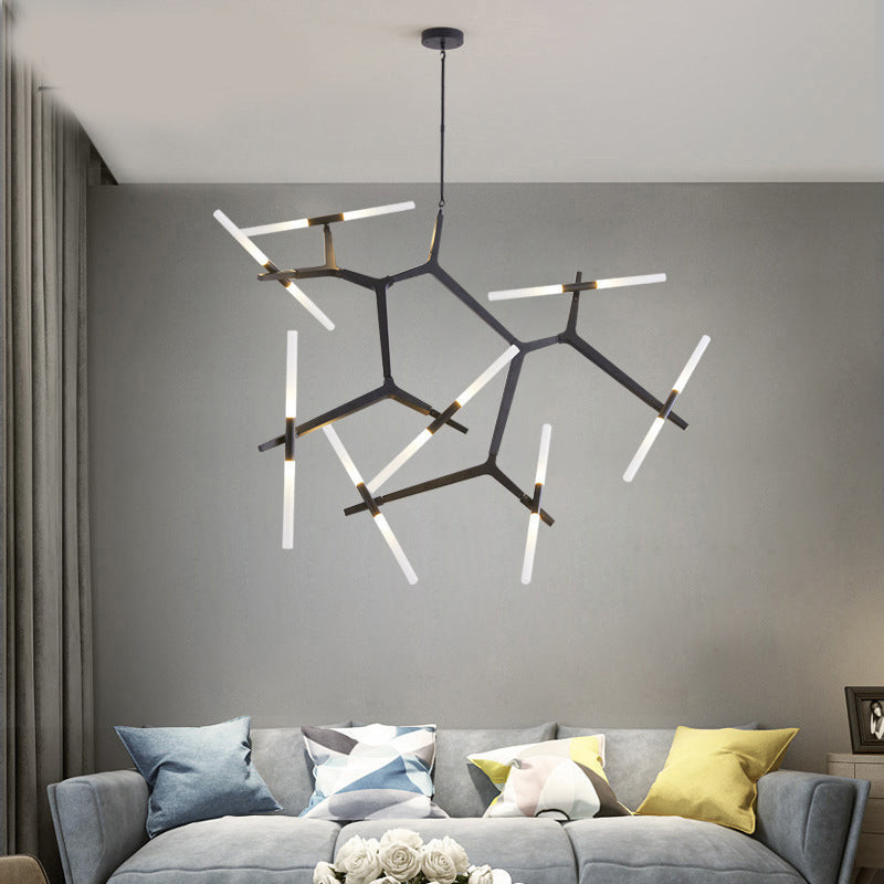 Modern Minimalist Dendritic Alloy Iron Acrylic 10/16 Light Chandelier For Living Room