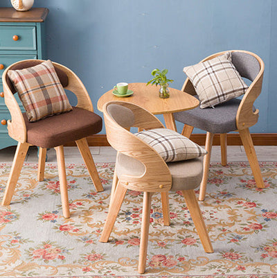 Modern Minimalist Square Fabric Wood Dining Chair Backrest For Dining Room