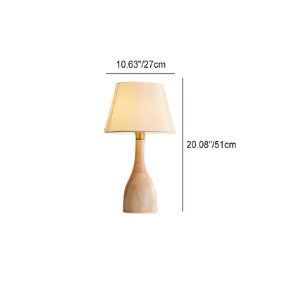 Scandinavian Modern Minimalist Vase Base Solid Wood Fabric 1-Light Table Lamp