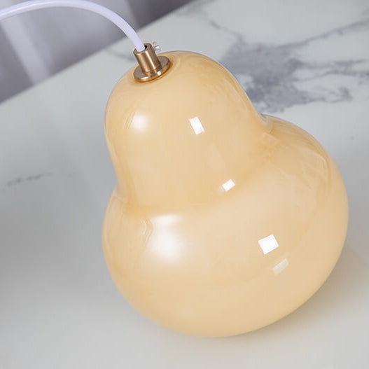 French Vintage Glass Gourd Design 1-Light Pendant Light