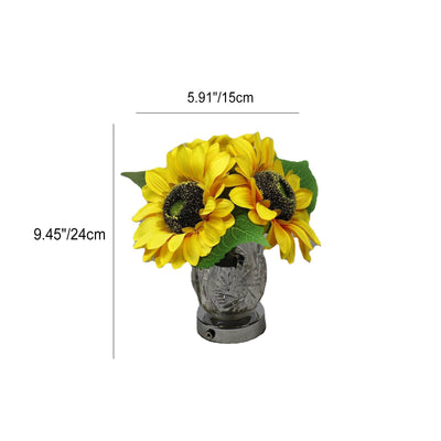 Modern Creative Sunflower Glass Vase LED USB Table Lamp