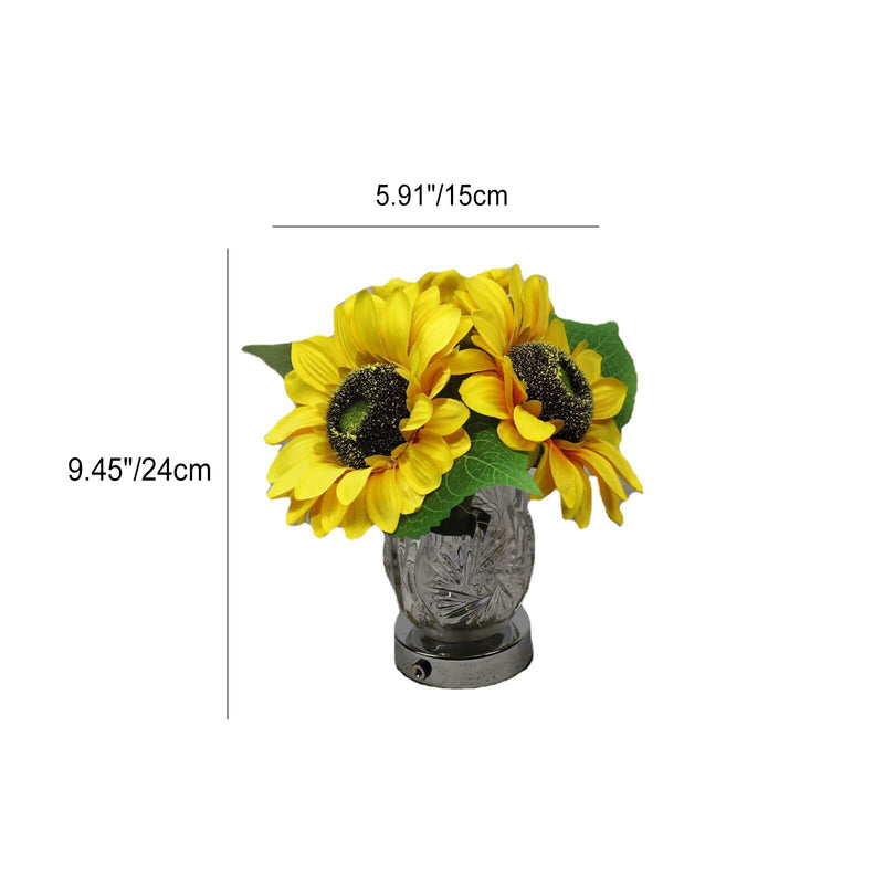 Modern Creative Sunflower Glass Vase LED USB Table Lamp