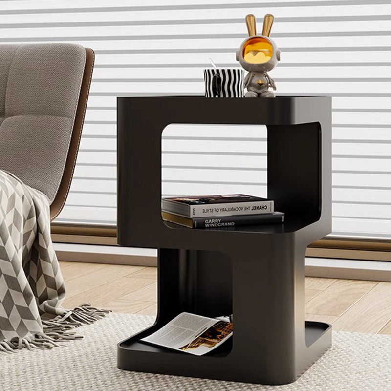 Modern Minimalist Square Metal End Table Two Tier For Living Room