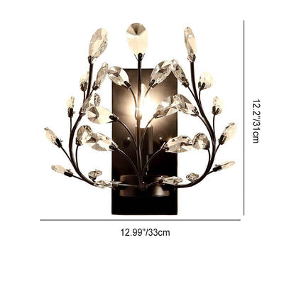 European Light Luxury Iron Candle Crystal Lamp Holder 1-Light Wall Sconce Lamp