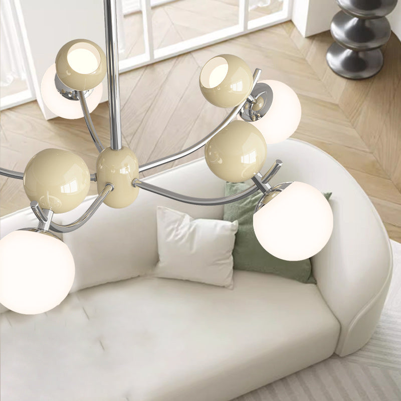 Contemporary Nordic Branch Orb Iron PE LED Chandelier For Living Room