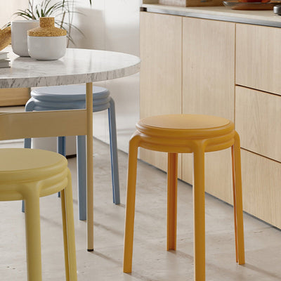 Contemporary Scandinavian Macaron Round Plastic Chair Stackable For Living Room