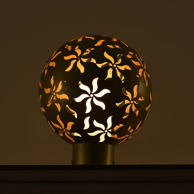 Contemporary Industrial Solar Stainless Steel Carved Sphere 1-Light Post Light Lawn Landscape Light For Outdoor Patio