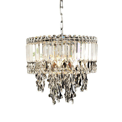 Modern Luxury Cylinder Stainless Steel Crystal 1/3 Light Chandelier For Living Room