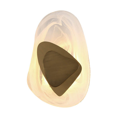 Modern Art Deco Irregular Oval Glass Hardware LED Wall Sconce Lamp For Living Room