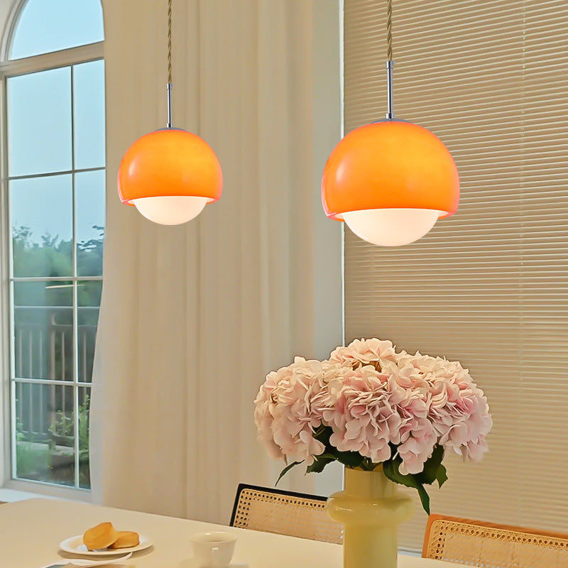 Modern Minimalist Round Ball Glass Iron 1-Light Pendant Light For Living Room