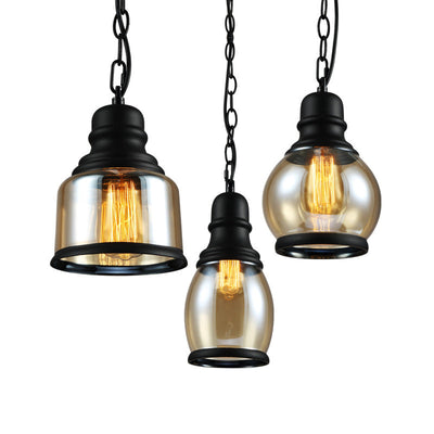 Contemporary Industrial Glass Gourd-Shaped 1-Light Pendant Light For Dining Room