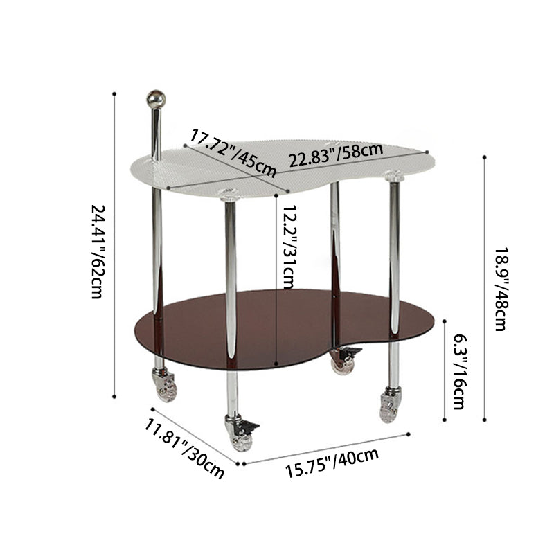 Modern Minimalist Cloud Acrylic Stainless Steel Removable End Table 2-Tier For Living Room