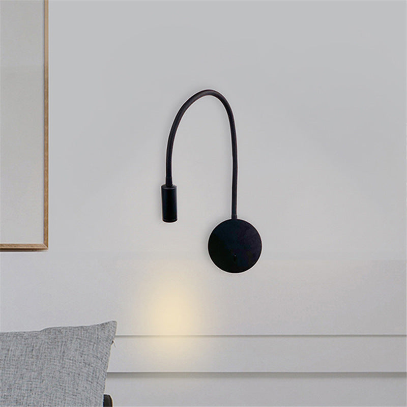 Contemporary Nordic Round Retractable Bent Iron LED Wall Sconce Lamp For Living Room