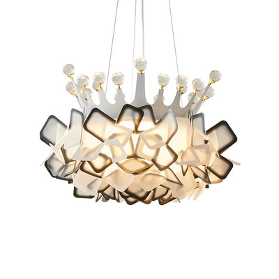 Contemporary Creative Hardware Crown Decor PVC Petal Shade LED Pendant Light For Living Room