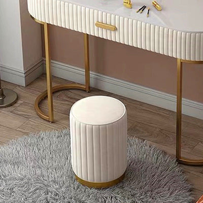 Modern Minimalist Round Velvet Top Metal Base Vanity Stool For Bedroom