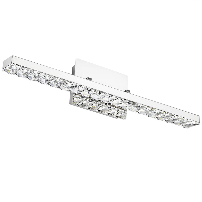 Modern Luxury Strip Rectangular Rotatable Stainless Steel Crystal LED Wall Sconce Lamp Vanity Light For Bathroom