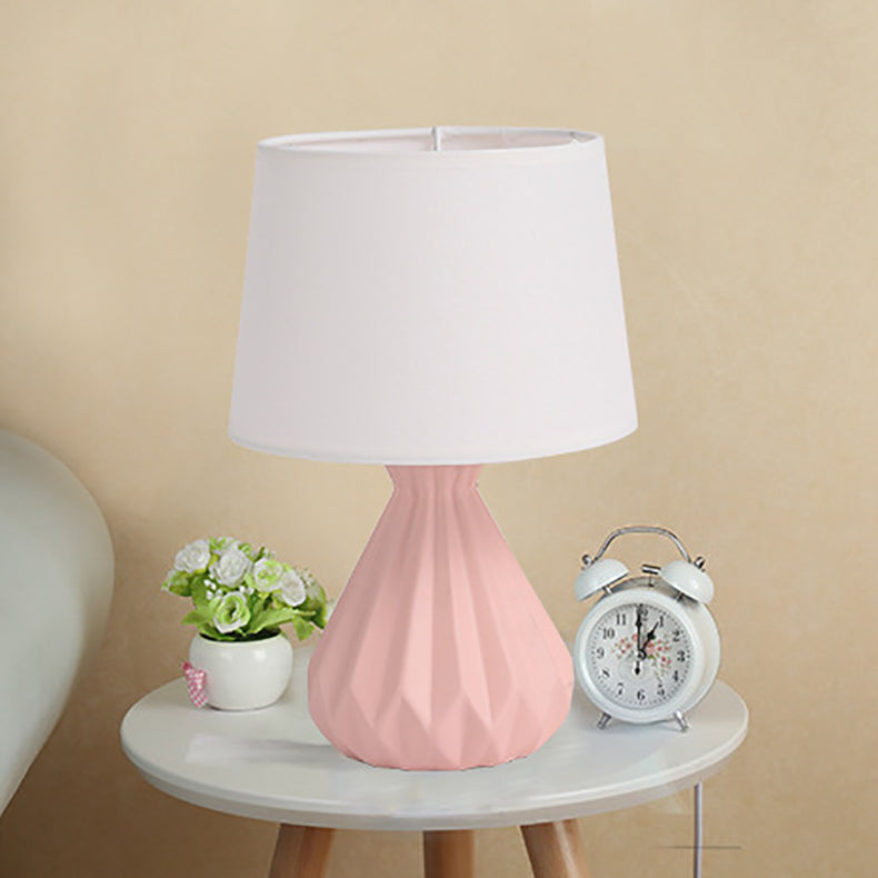 Modern Minimalist Cylindrical Cone Ceramic Fabric 1-Light Table Lamp For Bedroom