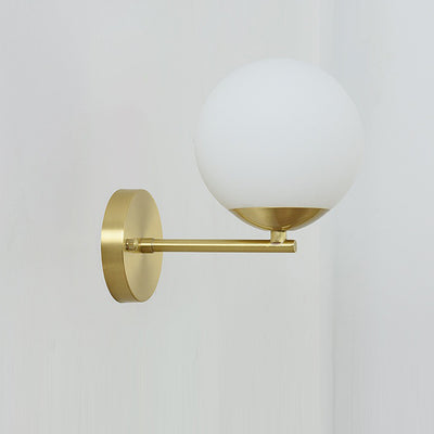 Modern Minimalist Round Ball Copper Glass 1-Light Wall Sconce Lamp For Living Room