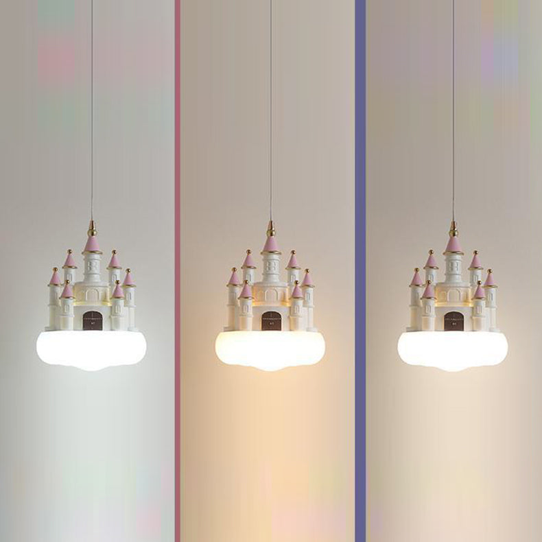 Contemporary Nordic Kids Resin PVC PE Castle 1-Light Pendant Light For Bedroom