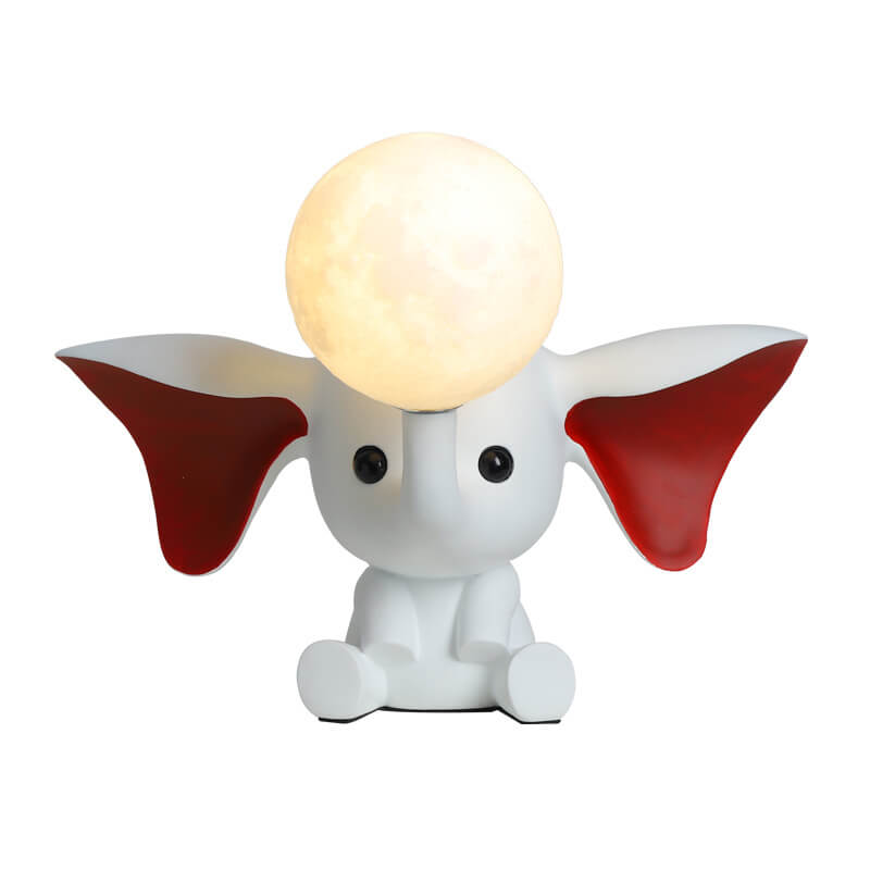 Creative Cartoon Elephant Moon Resin 1-Light Table Lamp