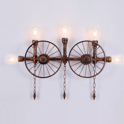 Industrial Vintage Iron Glass Water Pipe Candelabra 5-Light Wall Sconce Lamp