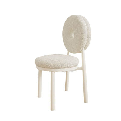 Contemporary Nordic Lambswool Carbon Steel Sponge Round Dining Chair Backrest For Dining Room